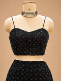 Black Embellished Lehenga Set with Sheer Dupatta | Designer Party Wear