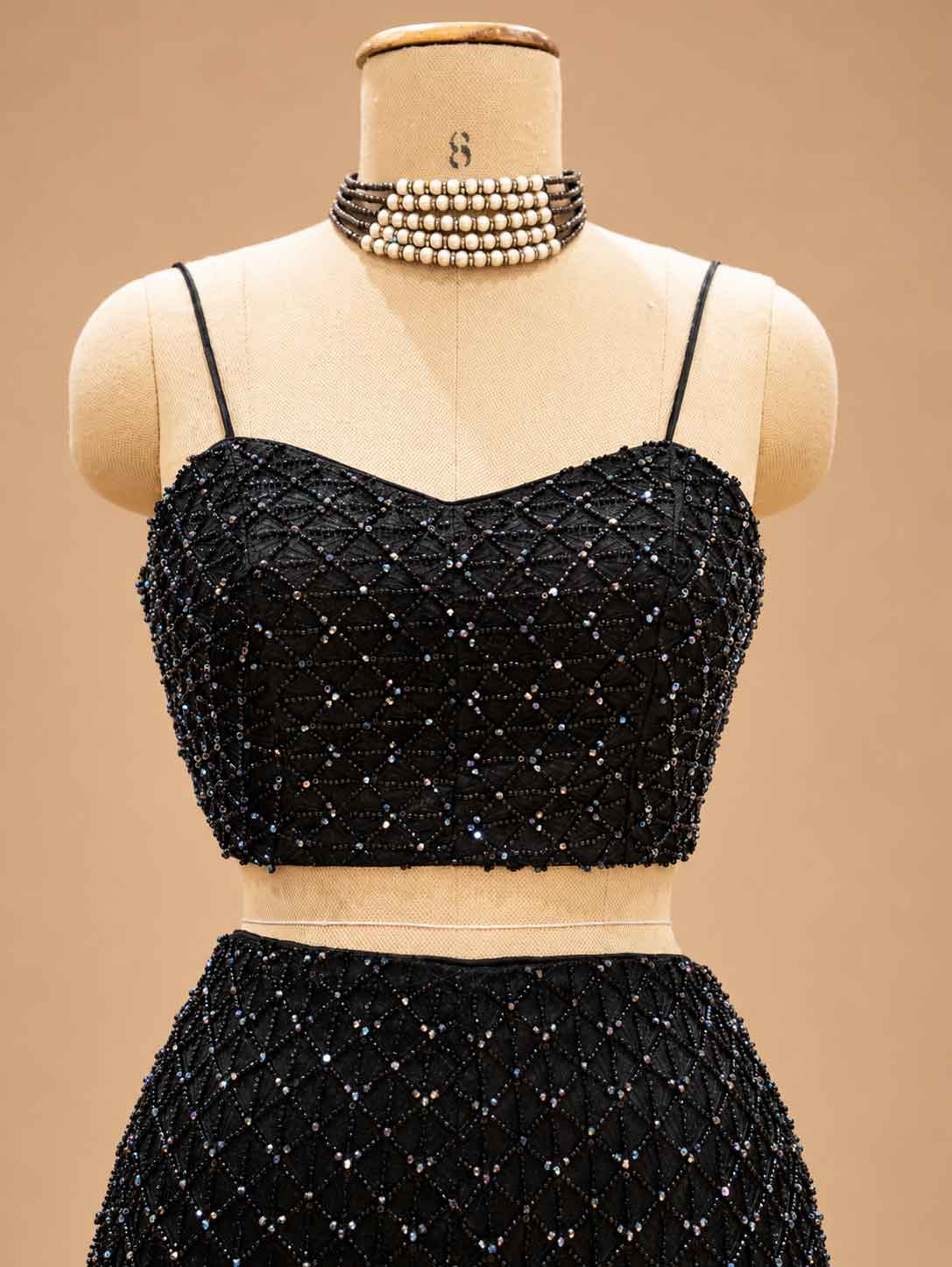 Black Embellished Lehenga Set with Sheer Dupatta | Designer Party Wear