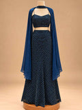 Midnight Blue Embellished Lehenga Set with Dupatta | Designer Festive Wear