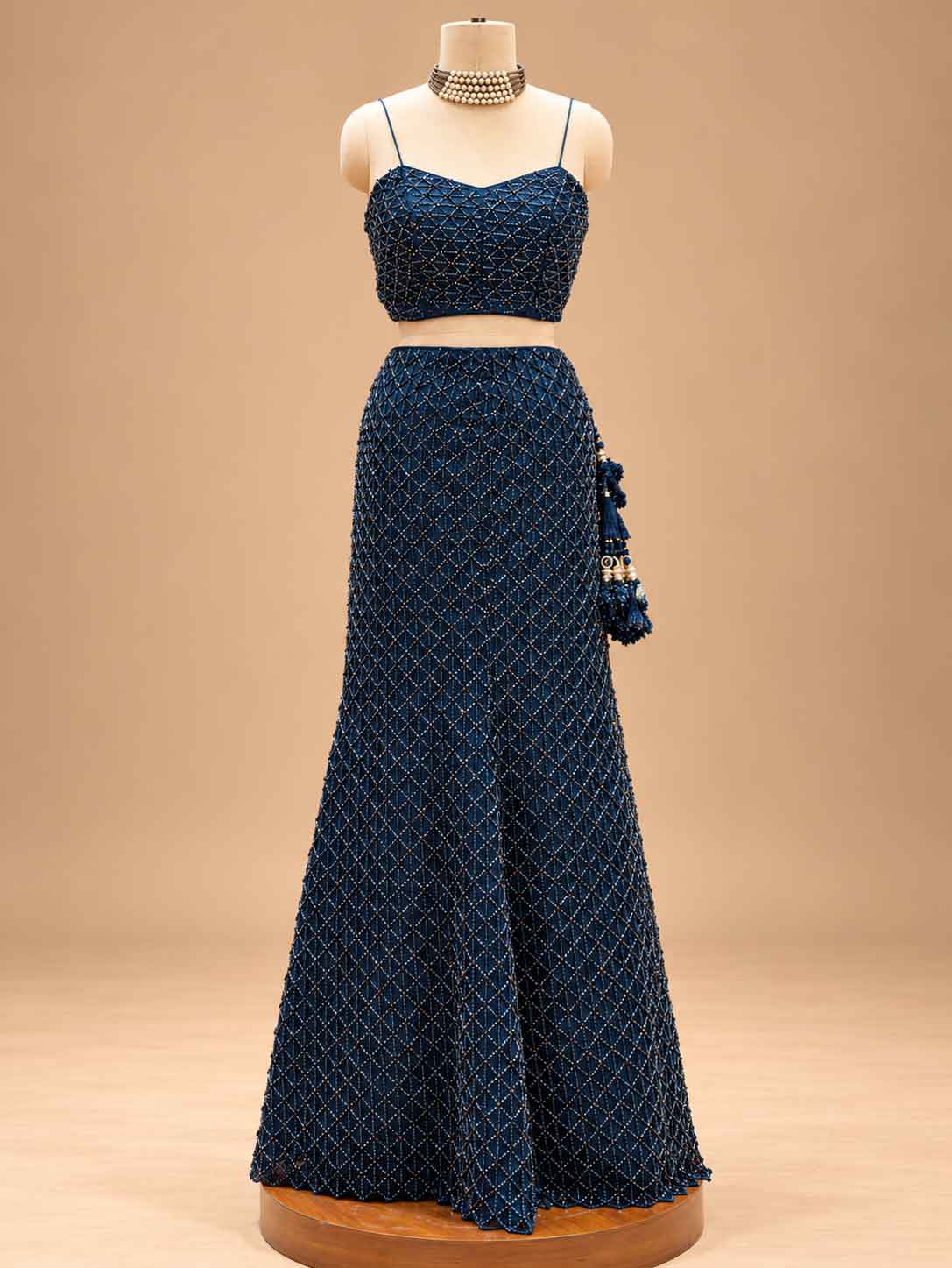 Midnight Blue Embellished Lehenga Set with Dupatta | Designer Festive Wear