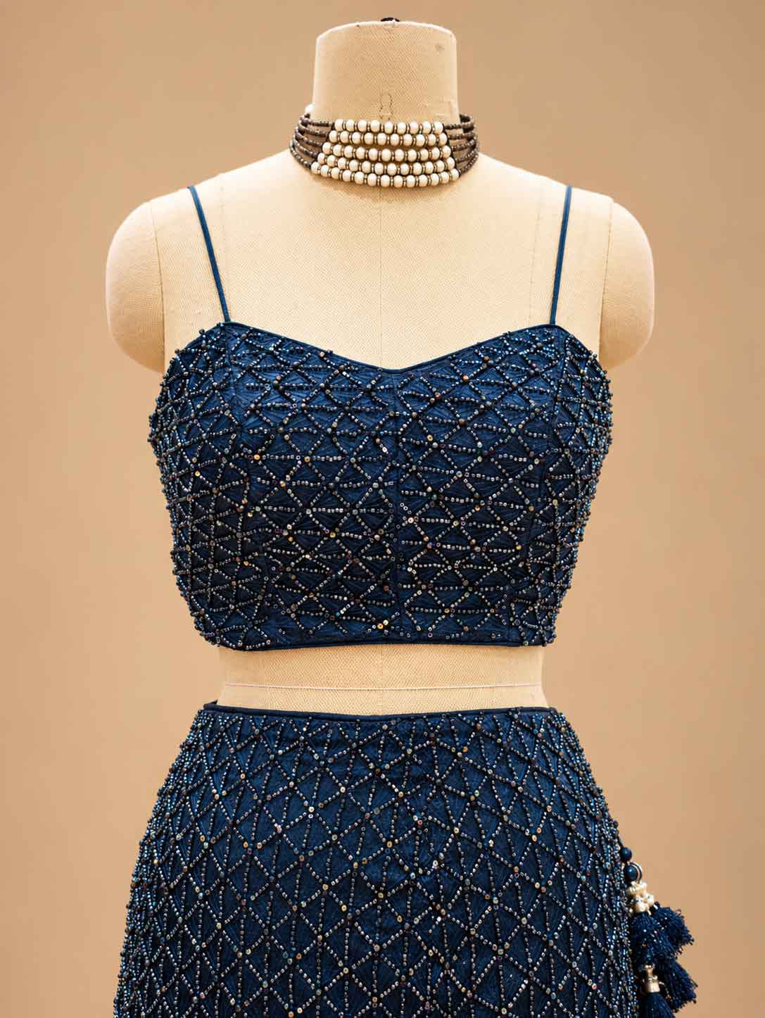 Midnight Blue Embellished Lehenga Set with Dupatta | Designer Festive Wear
