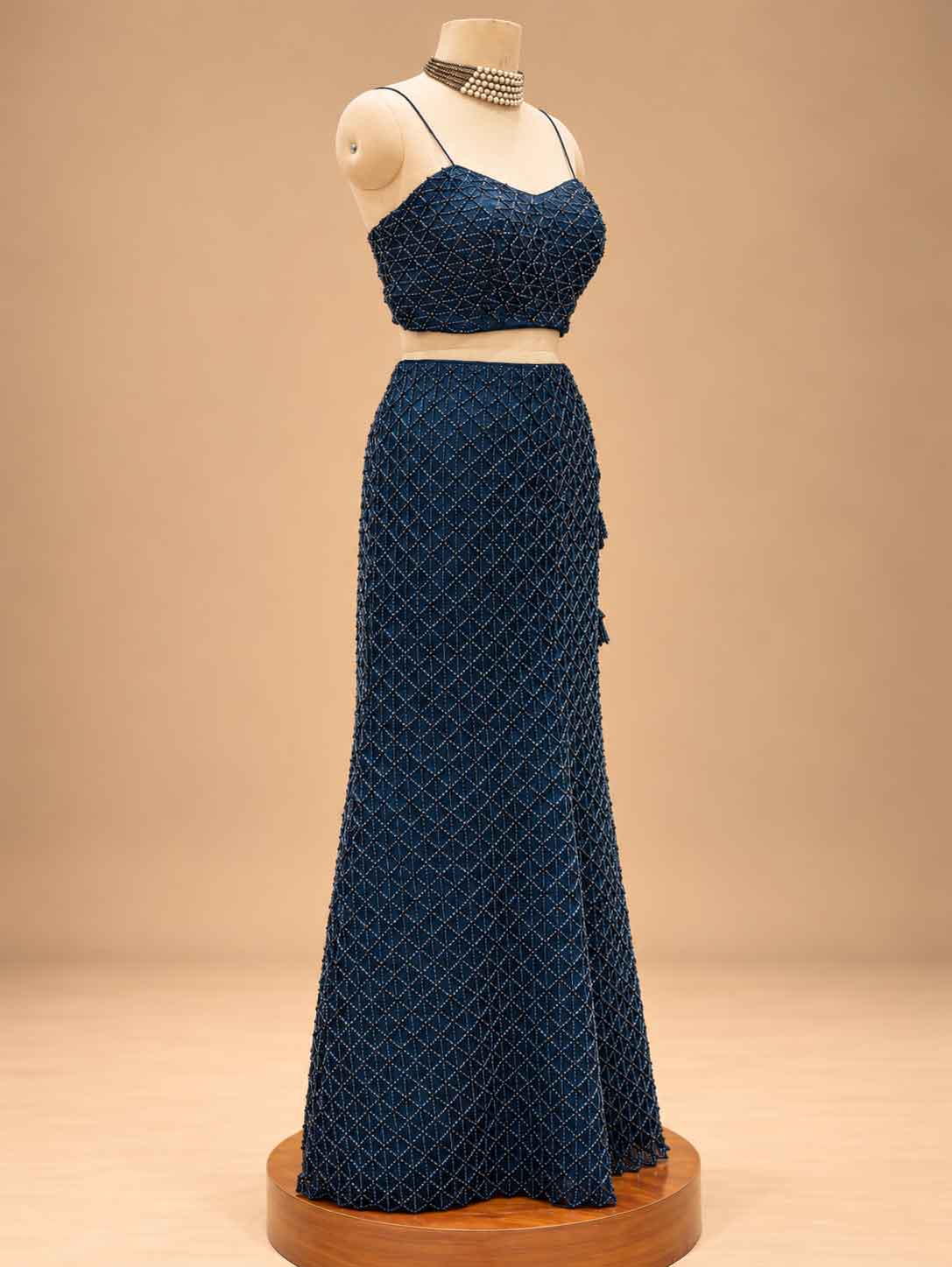 Midnight Blue Embellished Lehenga Set with Dupatta | Designer Festive Wear