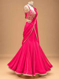 Hot Pink Embroidered Lehenga Set with Draped Dupatta | Designer Festive Wear