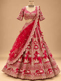 Red & Ivory Embroidered Lehenga Set with Dupatta | Women's Bridal & Wedding Wear