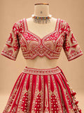 Red & Ivory Embroidered Lehenga Set with Dupatta | Women's Bridal & Wedding Wear