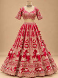 Red & Ivory Embroidered Lehenga Set with Dupatta | Women's Bridal & Wedding Wear