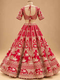 Red & Ivory Embroidered Lehenga Set with Dupatta | Women's Bridal & Wedding Wear