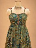 Teal Green Printed Anarkali Suit Set with Dupatta | Women's Festive Ethnic Wear