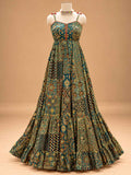 Teal Green Printed Anarkali Suit Set with Dupatta | Women's Festive Ethnic Wear