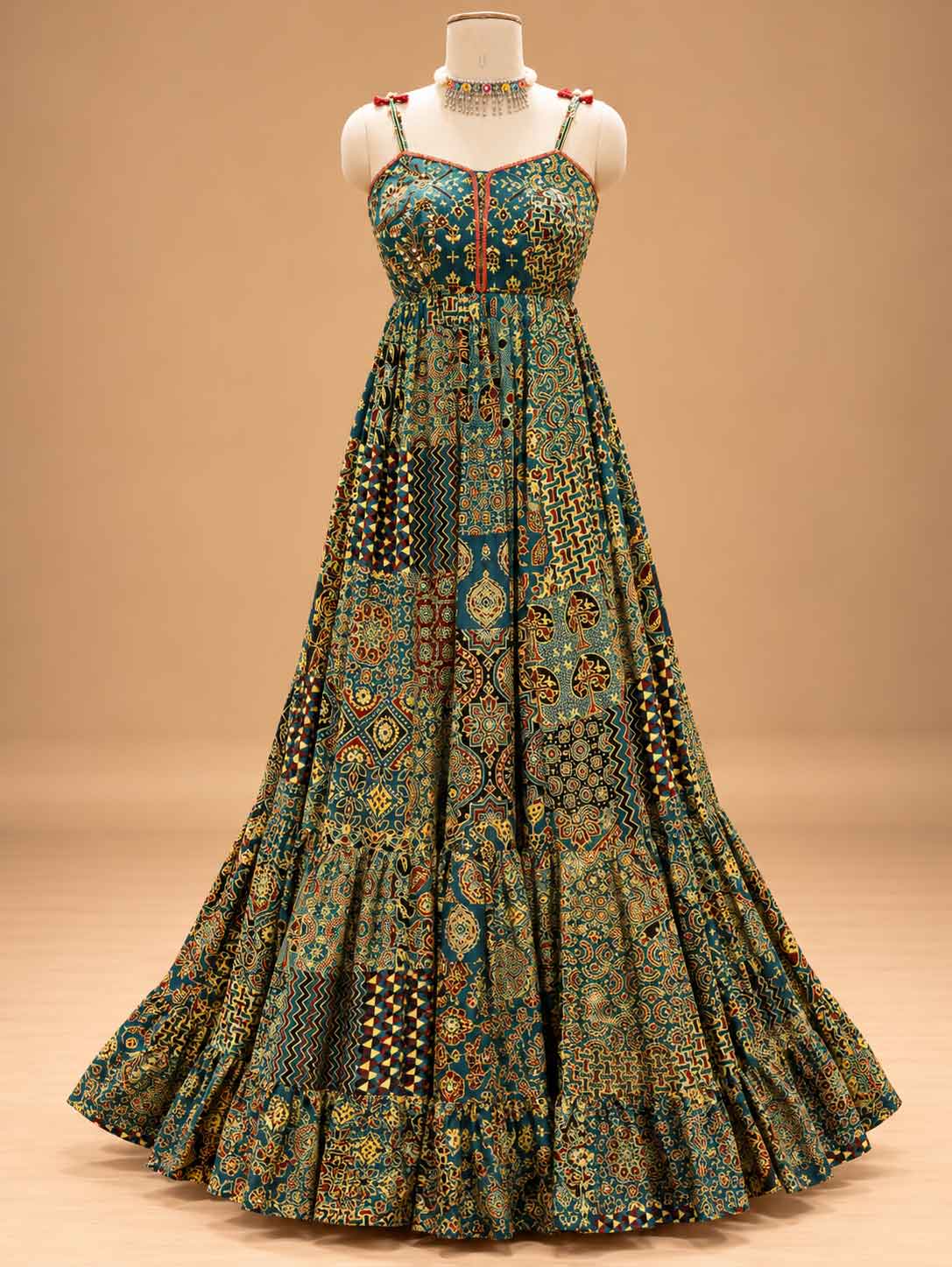 Teal Green Printed Anarkali Suit Set with Dupatta | Women's Festive Ethnic Wear
