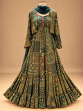 Teal Green Printed Anarkali Suit Set with Dupatta | Women's Festive Ethnic Wear