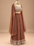 Chocolate Brown Embroidered Anarkali Suit Set with Dupatta | Festive Ethnic Wear