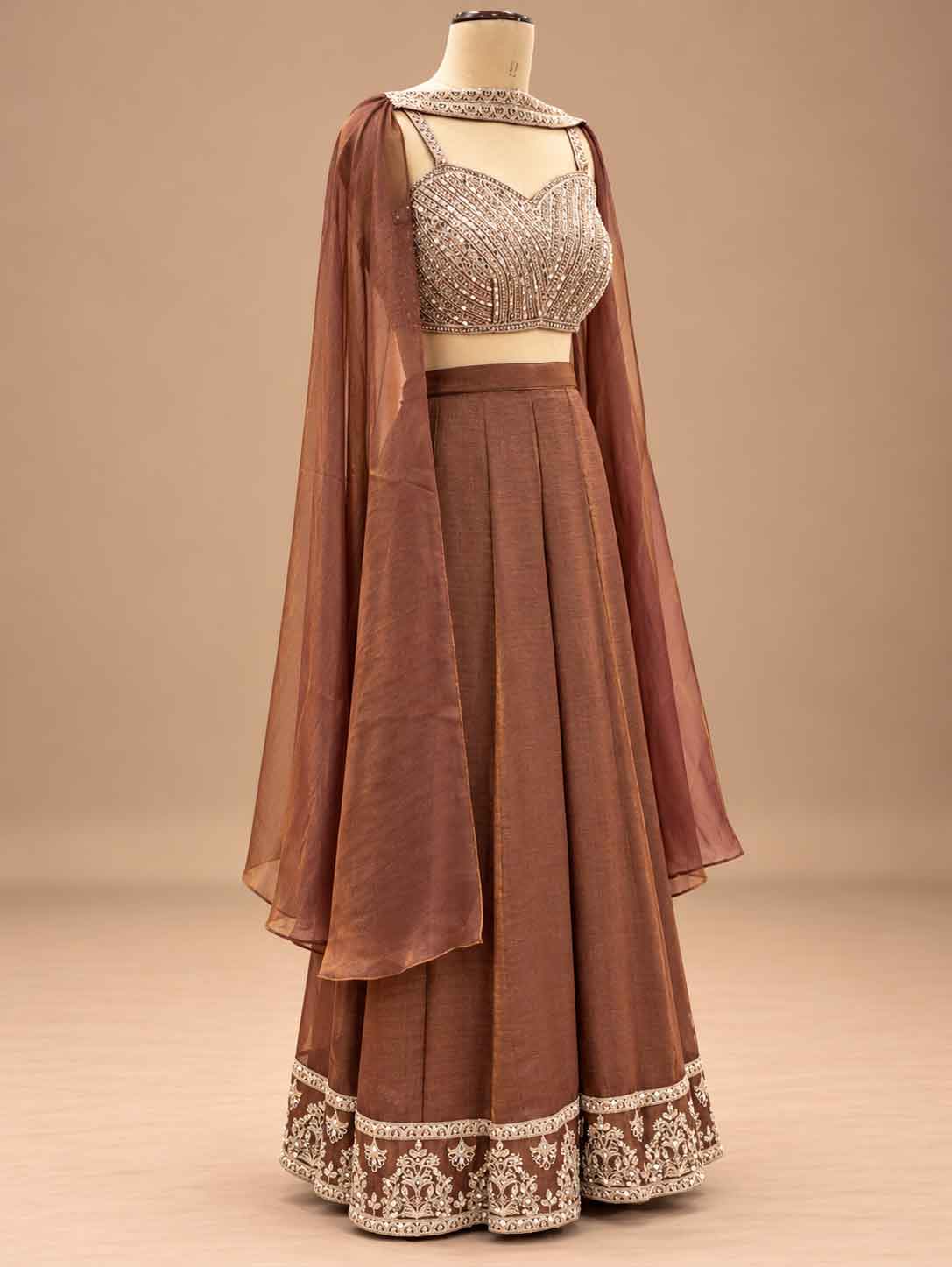 Chocolate Brown Embroidered Anarkali Suit Set with Dupatta | Festive Ethnic Wear
