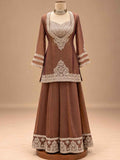 Chocolate Brown Embroidered Anarkali Suit Set with Dupatta | Festive Ethnic Wear