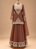 Chocolate Brown Embroidered Anarkali Suit Set with Dupatta | Festive Ethnic Wear