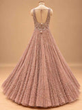 Dusty Rose Embroidered Anarkali Gown with Cape | Designer Indian Occasion Wear
