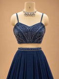 Midnight Navy Blue Embellished Lehenga Set with Sheer Cape | Designer Occasion Wear
