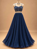 Midnight Navy Blue Embellished Lehenga Set with Sheer Cape | Designer Occasion Wear