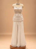 Ivory Embellished Peplum Top with Wide-Leg Palazzo Pants | Women's Occasion Wear