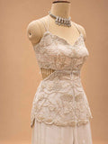 Ivory Embellished Peplum Top with Wide-Leg Palazzo Pants | Women's Occasion Wear