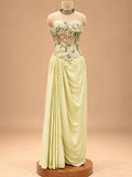 Pastel Yellow Embellished Pre-Draped Saree with Floral Blouse | Designer Occasion Wear