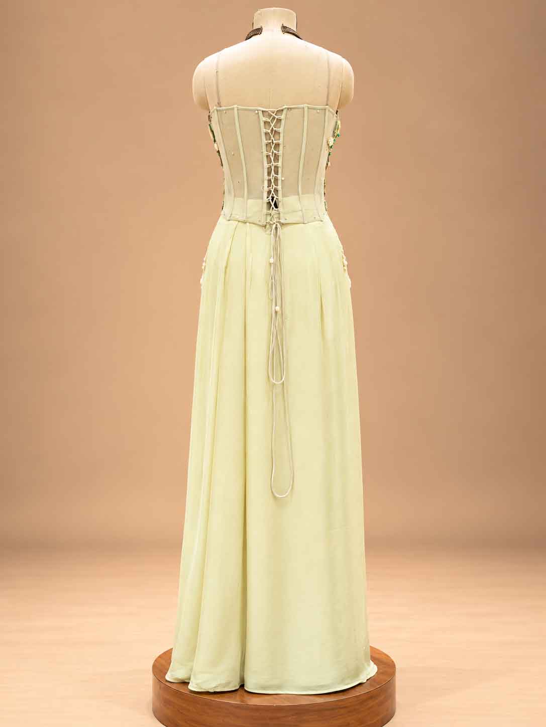 Pastel Yellow Embellished Pre-Draped Saree with Floral Blouse | Designer Occasion Wear