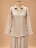 Ivory Embroidered Co-Ord Set with Wide-Leg Trousers | Elegant Ethnic Wear