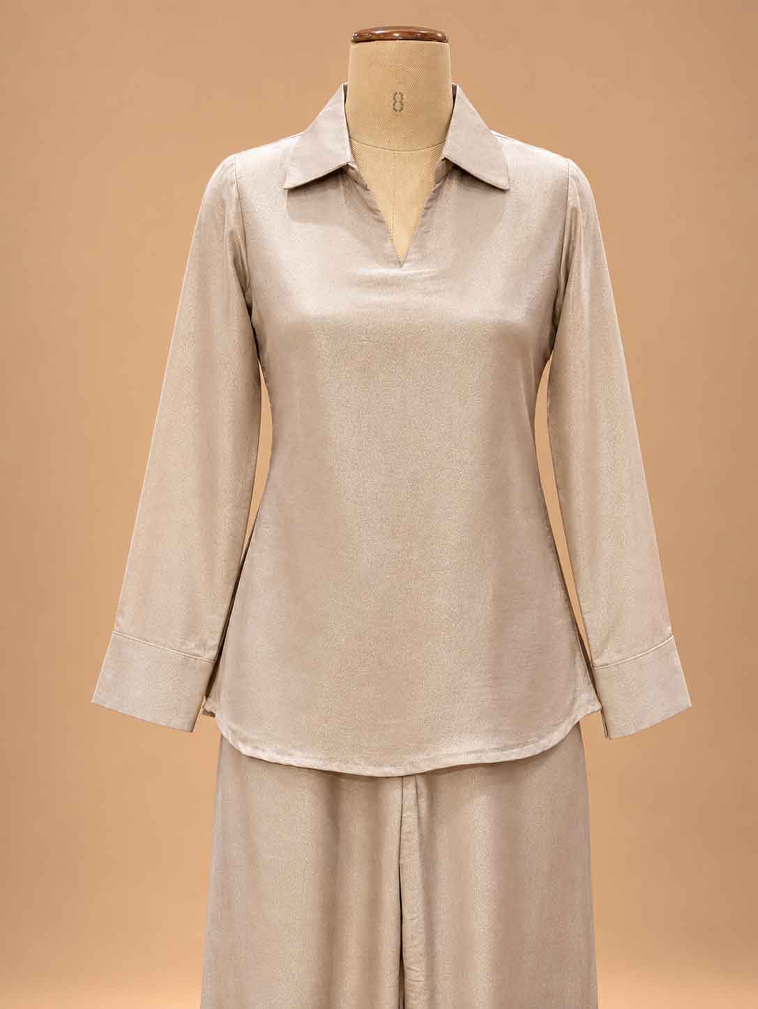 Ivory Embroidered Co-Ord Set with Wide-Leg Trousers | Elegant Ethnic Wear