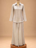 Ivory Embroidered Co-Ord Set with Wide-Leg Trousers | Elegant Ethnic Wear