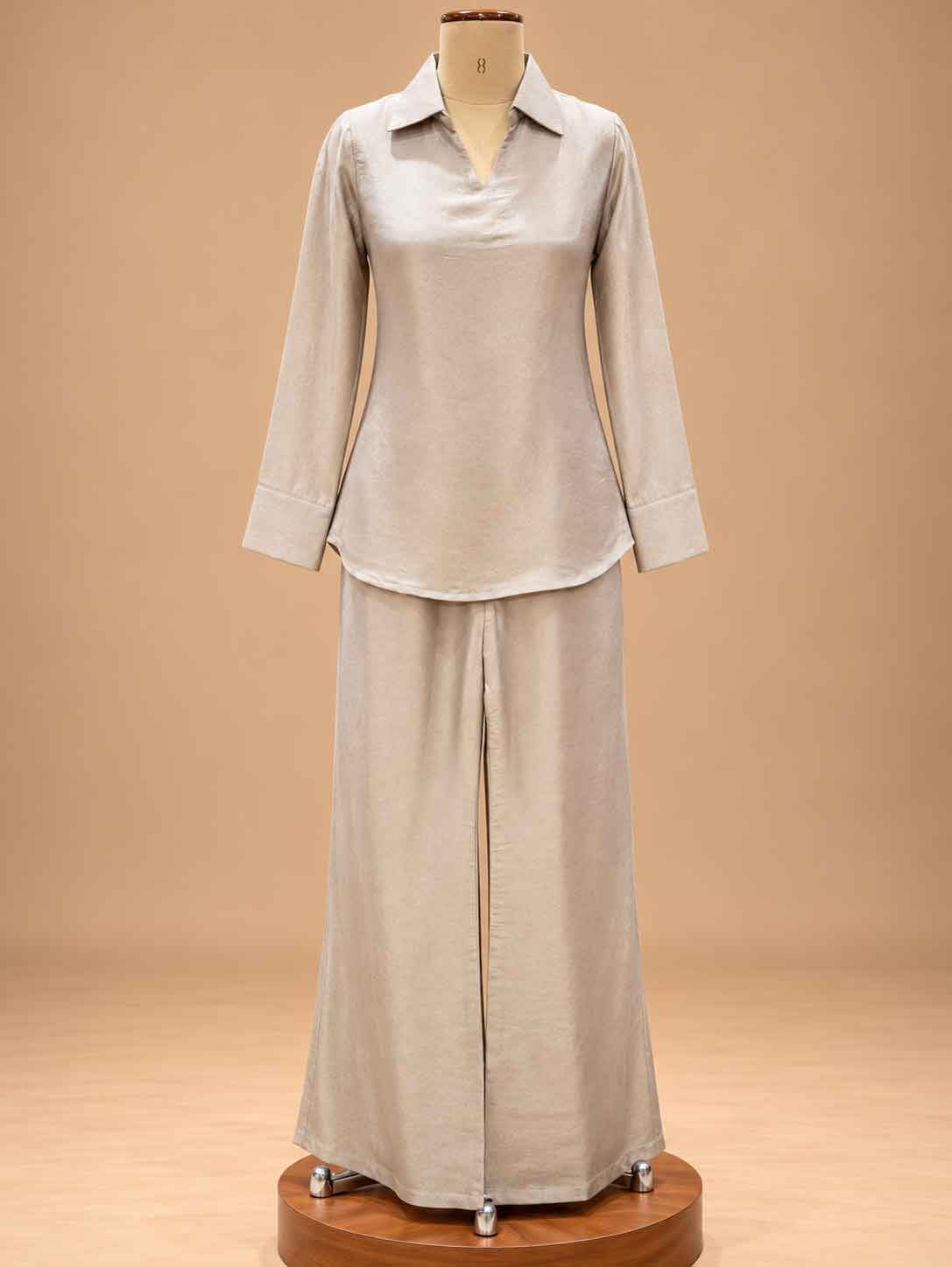 Ivory Embroidered Co-Ord Set with Wide-Leg Trousers | Elegant Ethnic Wear