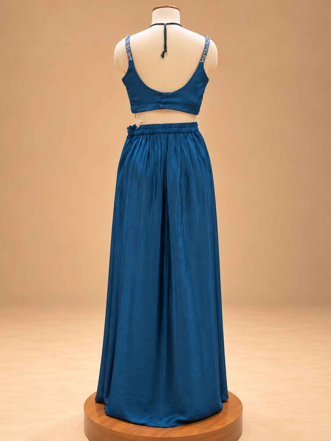 Deep Teal Blue Embroidered Lehenga Set with Embellished Blouse & Dupatta | Women's Ethnic Wear