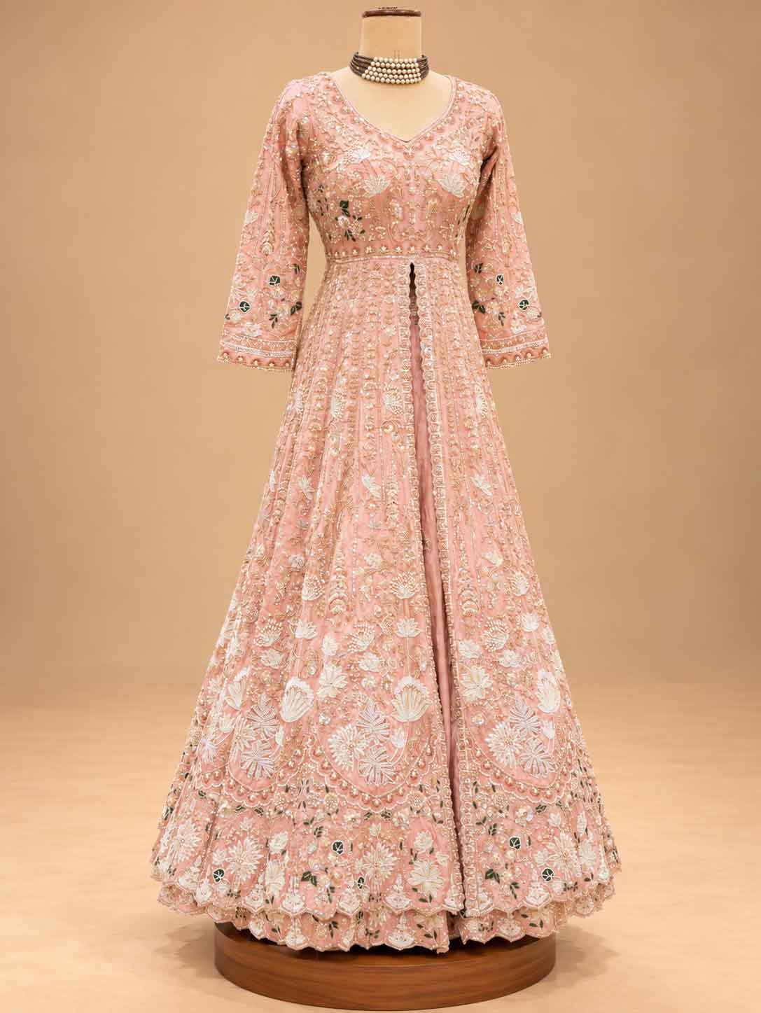 Blush Pink Embroidered Anarkali Suit Set with Dupatta | Women's Ethnic Occasion Wear