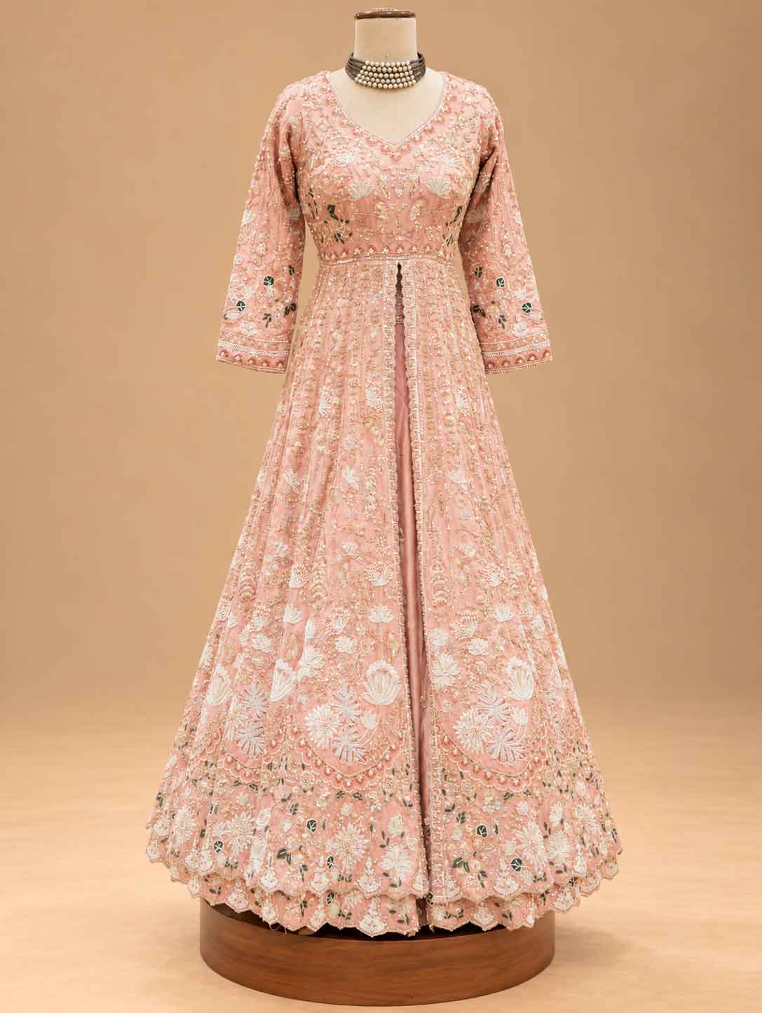 Blush Pink Embroidered Anarkali Suit Set with Dupatta | Women's Ethnic Occasion Wear