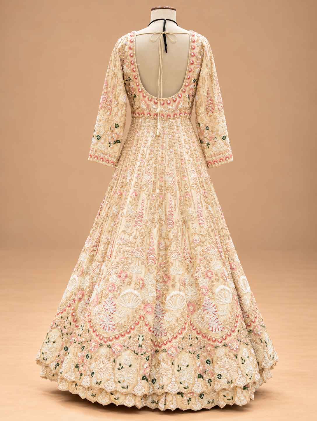 Ivory & Blush Pink Embroidered Anarkali Suit Set with Dupatta | Women's Ethnic Wear