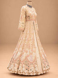 Ivory & Blush Pink Embroidered Anarkali Suit Set with Dupatta | Women's Ethnic Wear