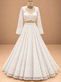 White Embroidered Lehenga Set with Dupatta | Women's Wedding & Festive Wear