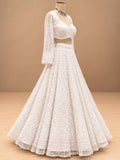 White Embroidered Lehenga Set with Dupatta | Women's Wedding & Festive Wear
