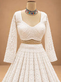 White Embroidered Lehenga Set with Dupatta | Women's Wedding & Festive Wear