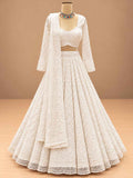 White Embroidered Lehenga Set with Dupatta | Women's Wedding & Festive Wear