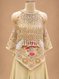 Ivory Embellished Peplum Kurta with Wide-Leg Sharara Set | Women's Festive Wear