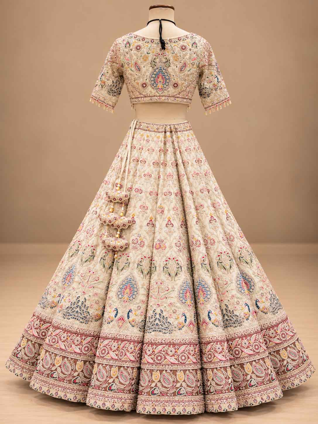 Ivory Multicolour Embroidered Lehenga Set with Dupatta | Women's Ethnic Wedding Wear