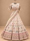 Ivory Multicolour Embroidered Lehenga Set with Dupatta | Women's Ethnic Wedding Wear