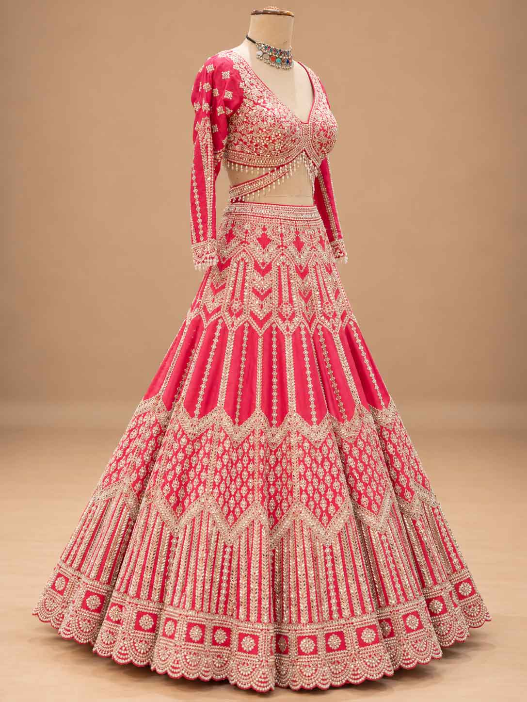 Pink Embroidered Lehenga Set with Dupatta | Women's Wedding & Festive Wear