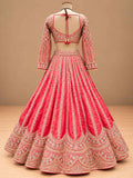 Coral Pink Embroidered Bridal Lehenga Set with Dupatta | Women's Wedding Wear