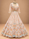 Brown Multicolour Embroidered Lehenga Set with Dupatta | Women's Wedding Wear