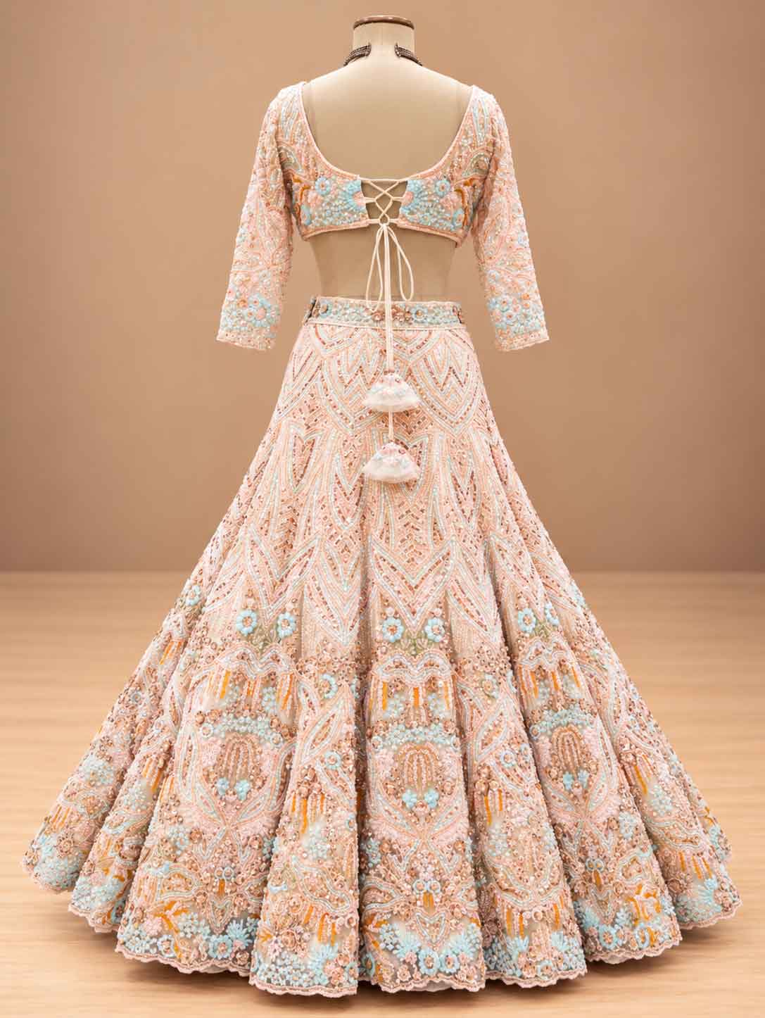 Brown Multicolour Embroidered Lehenga Set with Dupatta | Women's Wedding Wear