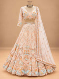Brown Multicolour Embroidered Lehenga Set with Dupatta | Women's Wedding Wear