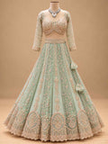 Sage Green Embroidered Lehenga Set with Dupatta | Women's Wedding Wear