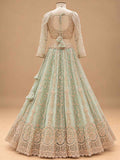 Sage Green Embroidered Lehenga Set with Dupatta | Women's Wedding Wear