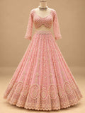 Soft Pink Embroidered Lehenga Set with Dupatta | Women's Wedding Wear
